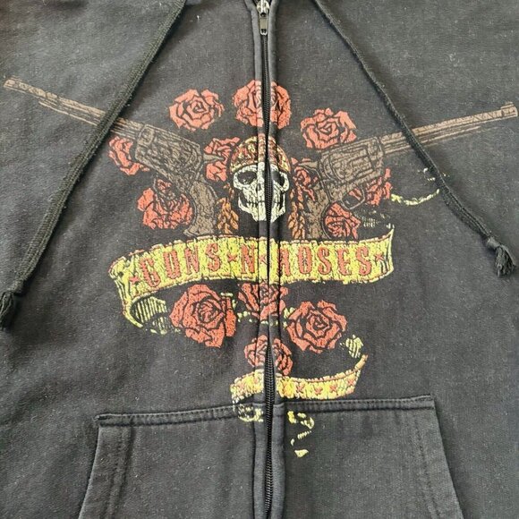 Guns-N-Roses Hoodie Vintage Ed Hardy Styled Two Pistols Sz L Skull Kanga Pouch - Picture 2 of 11